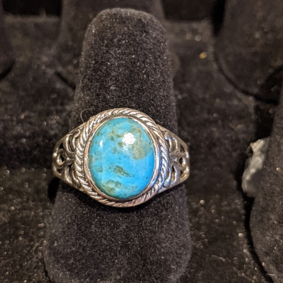 Arizona Mohave Turquoise 925 Silver Ring, size 8.5 - Picture 12 of 15